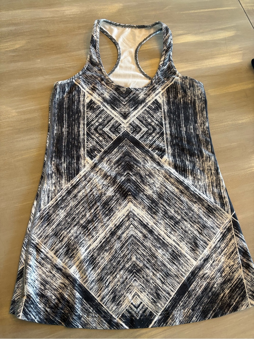 Lululemon Blue & White Geometric Racerback Tank- fits like size 8- no size tag